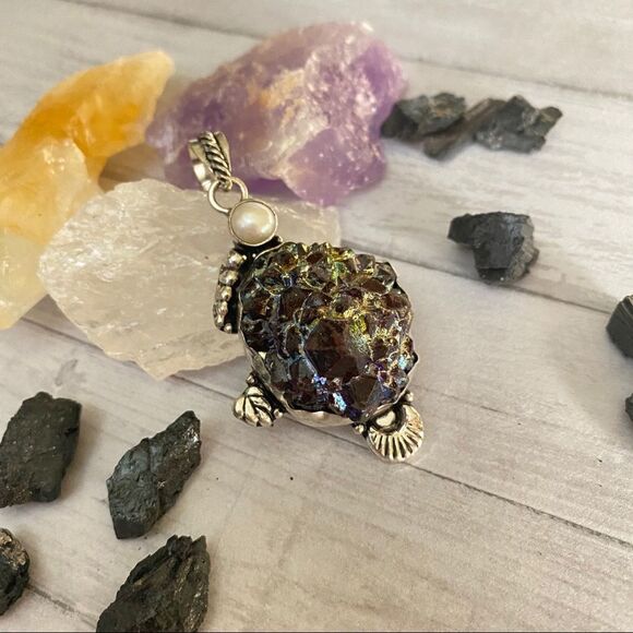 Titanium Druzy pearl Handmade ethnic style Pendant - Picture 2 of 7